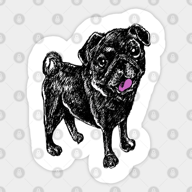 Black Pug Dog of Halloween Sticker by silentrob668